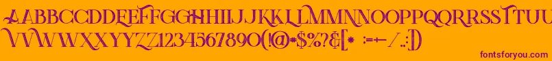 Greenlightboldinlinegrunge Font – Purple Fonts on Orange Background