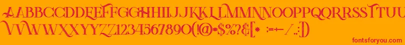 フォントGreenlightboldinlinegrunge – オレンジの背景に赤い文字