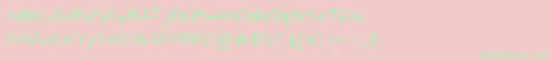 フォントScrawlywawly – ピンクの背景に緑の文字