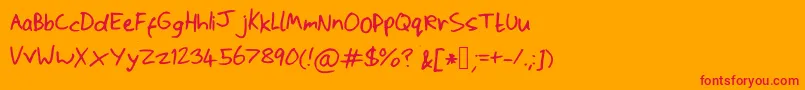 Scrawlywawly Font – Red Fonts on Orange Background