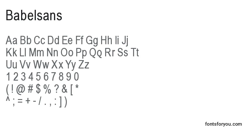 Schriftart Babelsans – Alphabet, Zahlen, spezielle Symbole