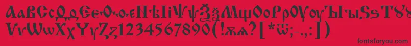 IzhitsaNormal Font – Black Fonts on Red Background