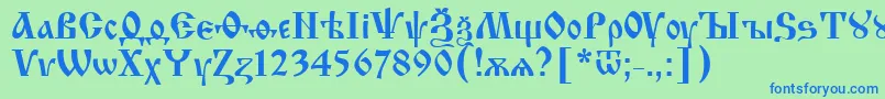 フォントIzhitsaNormal – 青い文字は緑の背景です。