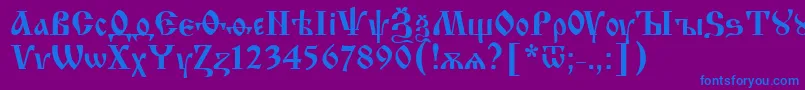 フォントIzhitsaNormal – 紫色の背景に青い文字