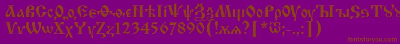IzhitsaNormal-fontti – ruskeat fontit violetilla taustalla