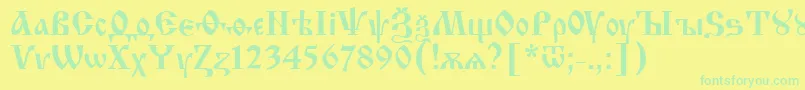 IzhitsaNormal Font – Green Fonts on Yellow Background