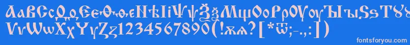 フォントIzhitsaNormal – ピンクの文字、青い背景