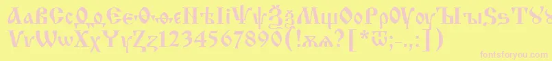 IzhitsaNormal-Schriftart – Rosa Schriften auf gelbem Hintergrund