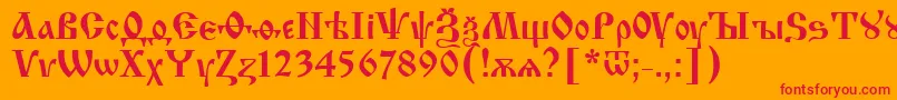 フォントIzhitsaNormal – オレンジの背景に赤い文字