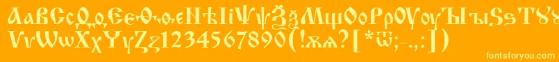 IzhitsaNormal Font – Yellow Fonts on Orange Background