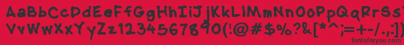 Czcionka NipcensHandwritingBold – czarne czcionki na czerwonym tle