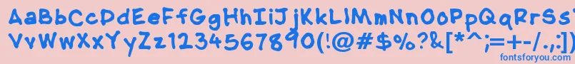 NipcensHandwritingBold-Schriftart – Blaue Schriften auf rosa Hintergrund
