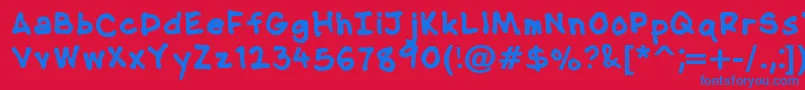NipcensHandwritingBold-Schriftart – Blaue Schriften auf rotem Hintergrund