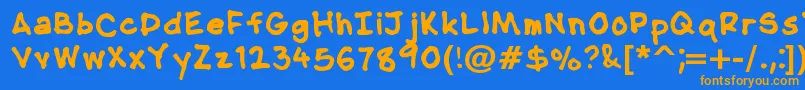 NipcensHandwritingBold Font – Orange Fonts on Blue Background