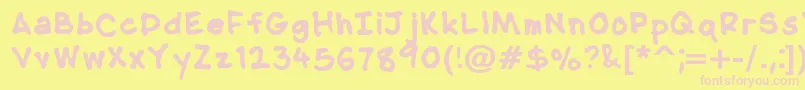 NipcensHandwritingBold-fontti – vaaleanpunaiset fontit keltaisella taustalla