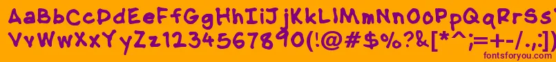 NipcensHandwritingBold-fontti – violetit fontit oranssilla taustalla