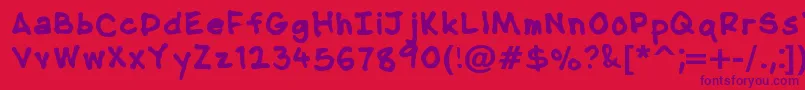 NipcensHandwritingBold Font – Purple Fonts on Red Background