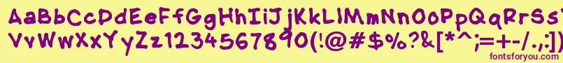 NipcensHandwritingBold-Schriftart – Violette Schriften auf gelbem Hintergrund