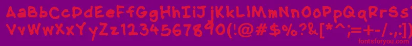 Fonte NipcensHandwritingBold – fontes vermelhas em um fundo violeta