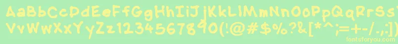 NipcensHandwritingBold Font – Yellow Fonts on Green Background