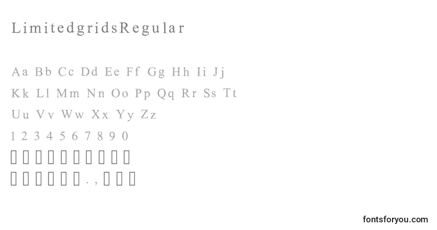 Шрифт LimitedgridsRegular – алфавит, цифры, специальные символы
