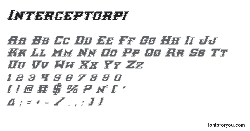 Czcionka Interceptorpi – alfabet, cyfry, specjalne znaki