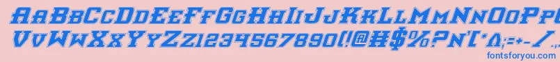 Interceptorpi-Schriftart – Blaue Schriften auf rosa Hintergrund