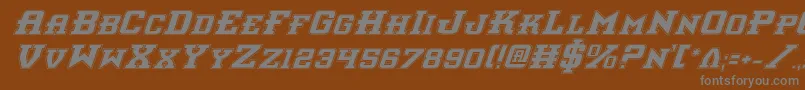 Interceptorpi-fontti – harmaat kirjasimet ruskealla taustalla