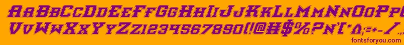 Interceptorpi-Schriftart – Violette Schriften auf orangefarbenem Hintergrund