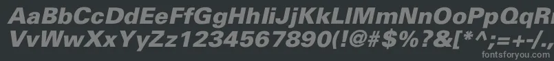 UniversBlackItalic-fontti – harmaat kirjasimet mustalla taustalla