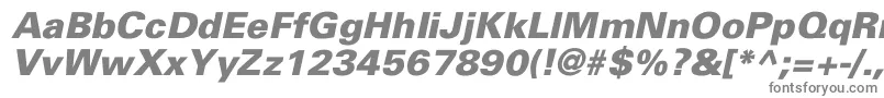 フォントUniversBlackItalic – 白い背景に灰色の文字