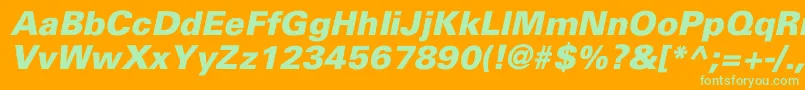 UniversBlackItalic-fontti – vihreät fontit oranssilla taustalla