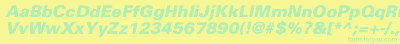 UniversBlackItalic Font – Green Fonts on Yellow Background