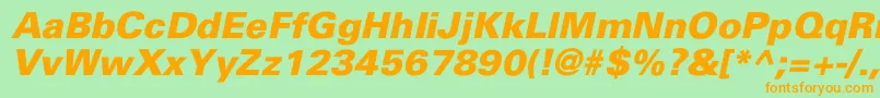 UniversBlackItalic Font – Orange Fonts on Green Background