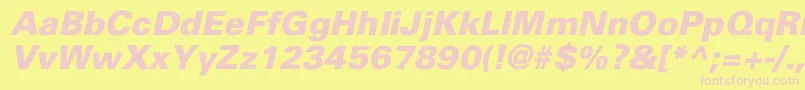 UniversBlackItalic-fontti – vaaleanpunaiset fontit keltaisella taustalla