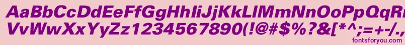 UniversBlackItalic Font – Purple Fonts on Pink Background