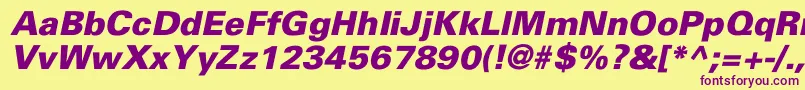 UniversBlackItalic Font – Purple Fonts on Yellow Background