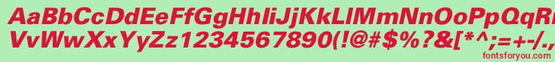 フォントUniversBlackItalic – 赤い文字の緑の背景