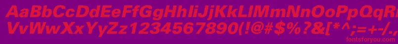 Fonte UniversBlackItalic – fontes vermelhas em um fundo violeta