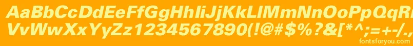 UniversBlackItalic Font – Yellow Fonts on Orange Background