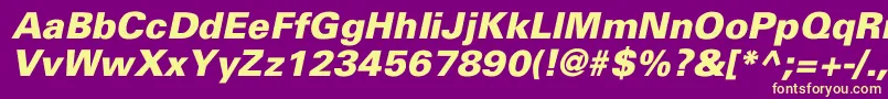 UniversBlackItalic Font – Yellow Fonts on Purple Background