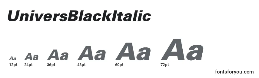 Размеры шрифта UniversBlackItalic
