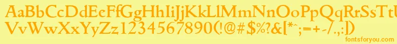 フォントGouditaserialMediumRegular – オレンジの文字が黄色の背景にあります。