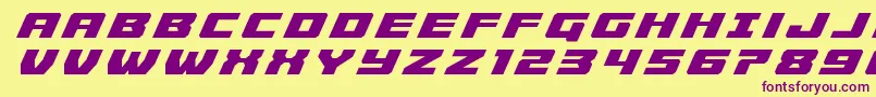 Cruiserfortresstitleital-Schriftart – Violette Schriften auf gelbem Hintergrund