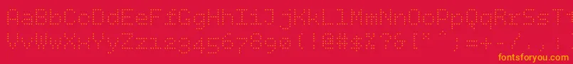 Bpdotslight-Schriftart – Orangefarbene Schriften auf rotem Hintergrund