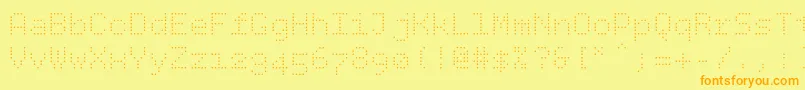 Bpdotslight-Schriftart – Orangefarbene Schriften auf gelbem Hintergrund