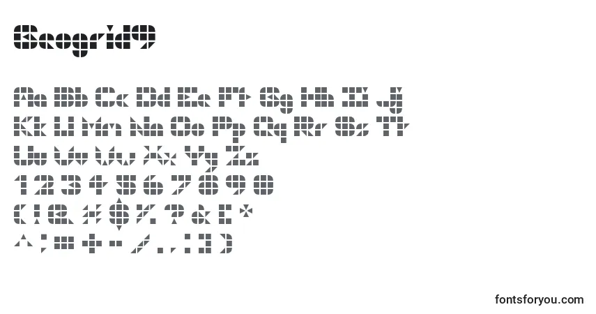 Czcionka Geogrid9 – alfabet, cyfry, specjalne znaki