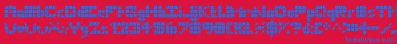 Geogrid9 Font – Blue Fonts on Red Background