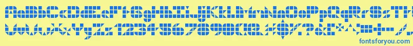 Geogrid9 Font – Blue Fonts on Yellow Background