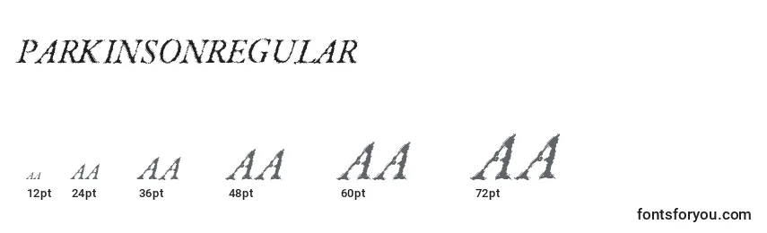 Tamanhos de fonte ParkinsonRegular